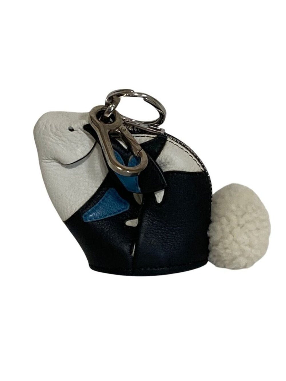 Loewe Leather Bunny Charm Coin Purse Black White